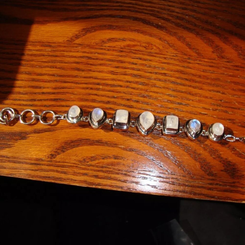 Rainbow Moonstone Gemstone 925 Solid Silver Jewel… - image 1